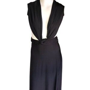 Lioness Long Black 2-In-1 Skirt/Dress W/ Adjustable Fabric Tie & Split Hem
